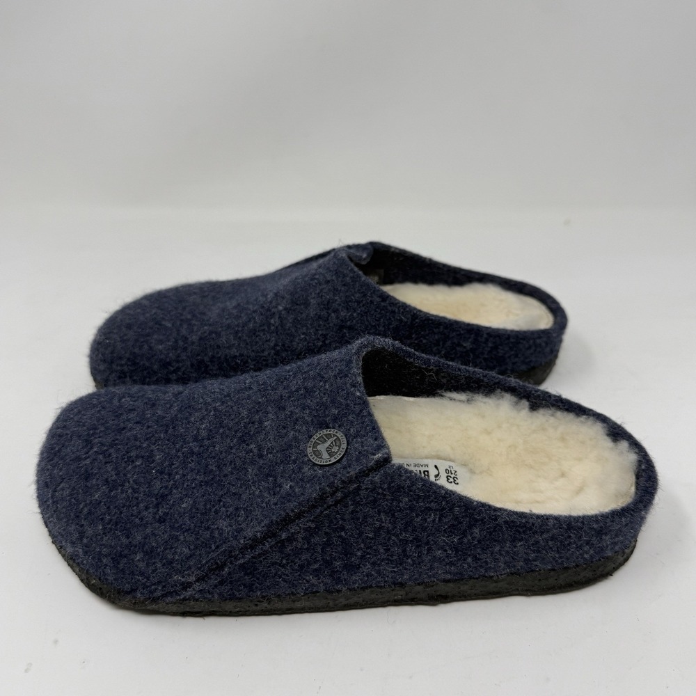 Birkenstock Zermatt Outdoor Slipper Shoes Shearling Lined Blue 33 Kids 1.5/2 US